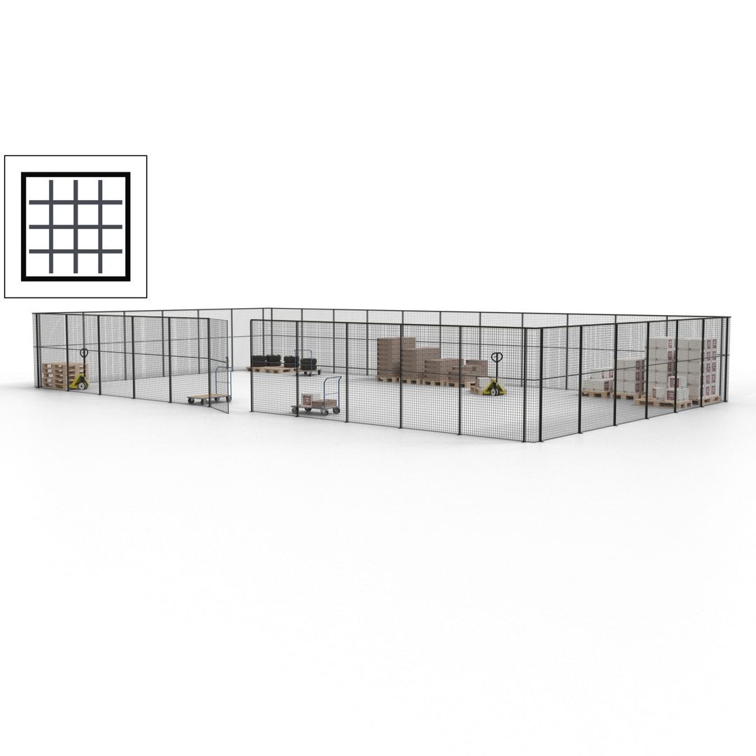 Maschinen Schutzgitter - Hallentrennwand - Sicherheitszaun - Tür - 51 m - 2.200 x 16.900 x 9.400 mm (HxBxT) - enzianblau