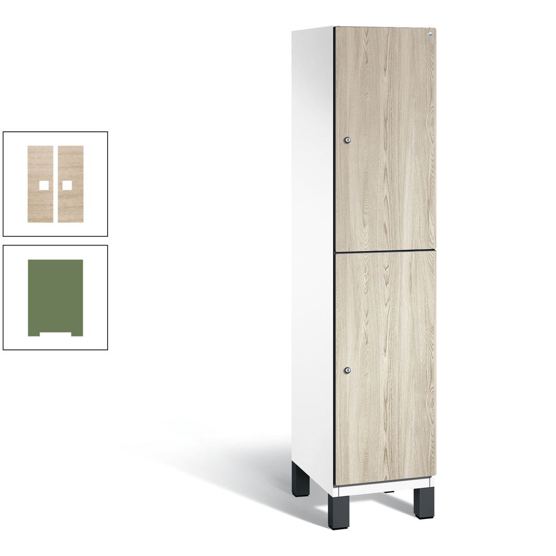 Fächerschrank, Garderobenschrank, mit Füßen, 1 Abteile, 1.980 x 400 x 525 mm (HxBxT), Korpus anthrazitgrau, Tür Donau-Ahorn