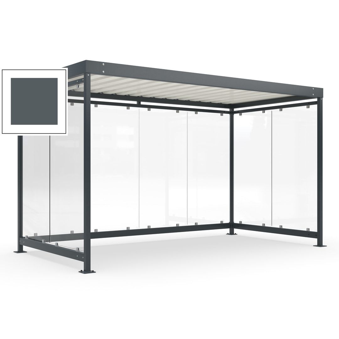 Fahrradunterstand, Fahrgastunterstand, Bushaltestelle, Bausatz, 12-13 Personen, 2.510 x 4.195 x 2.165 mm (HxBxT), 8 Wände, Achatgrau