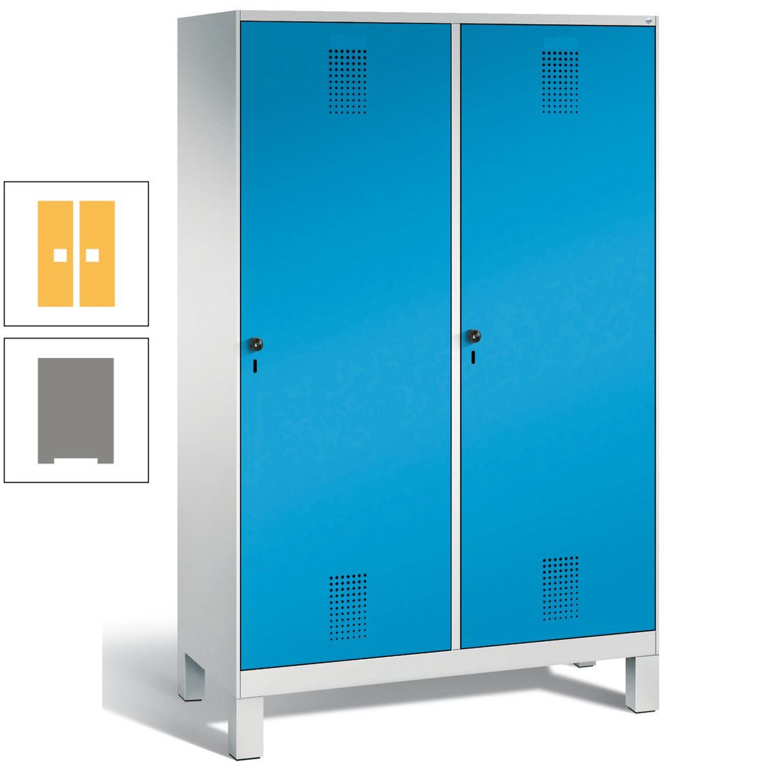 Doppel-Spind, Garderobenschrank, 2 Türen für 4 Abteile a 300 mm, Korpus anthrazitgrau, Türen anthrazitgrau, 1.850 x 1.200 x 500 mm (HxBxT)