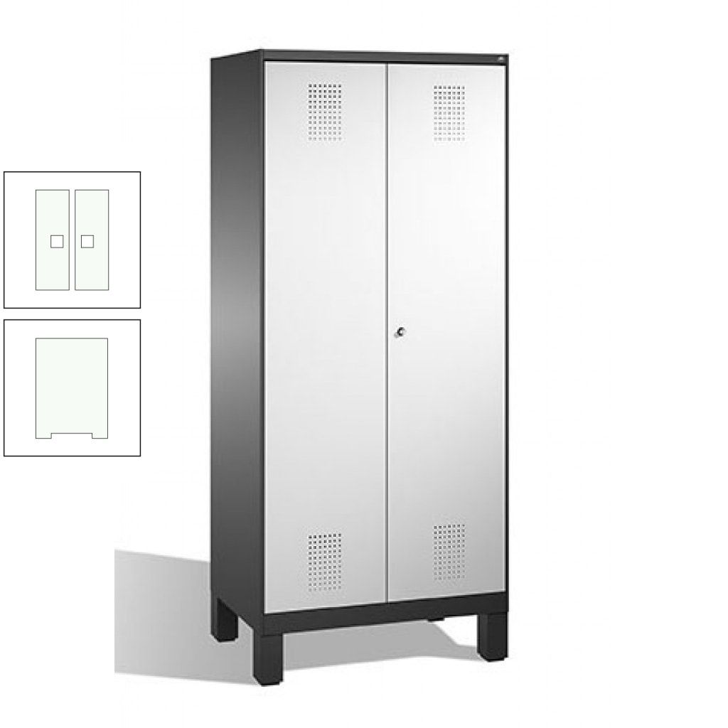 Mehrzweckschrank, Doppeltüren, auf Füßen, 2 Abteile a 400 mm, Korpus anthrazitgrau, Tür anthrazitgrau, 1.850 x 800 x 500 mm (HxBxT)