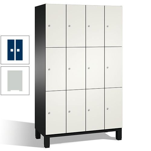 Fächerschrank, Stahlschrank, 12 Fächer, Türöffnungsbegrenzer, mit Füßen, Korpus lichtgrau, Tür anthrazitgrau, 1.980 x 1.200 x 525 mm (HxBxT)