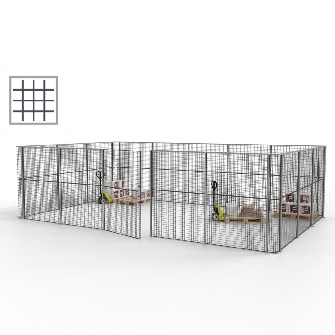 Maschinen Schutzgitter - Hallentrennwand - Sicherheitszaun - Tür - 22 m - 2.200 x 7.900 x 4.900 mm (HxBxT) - enzianblau