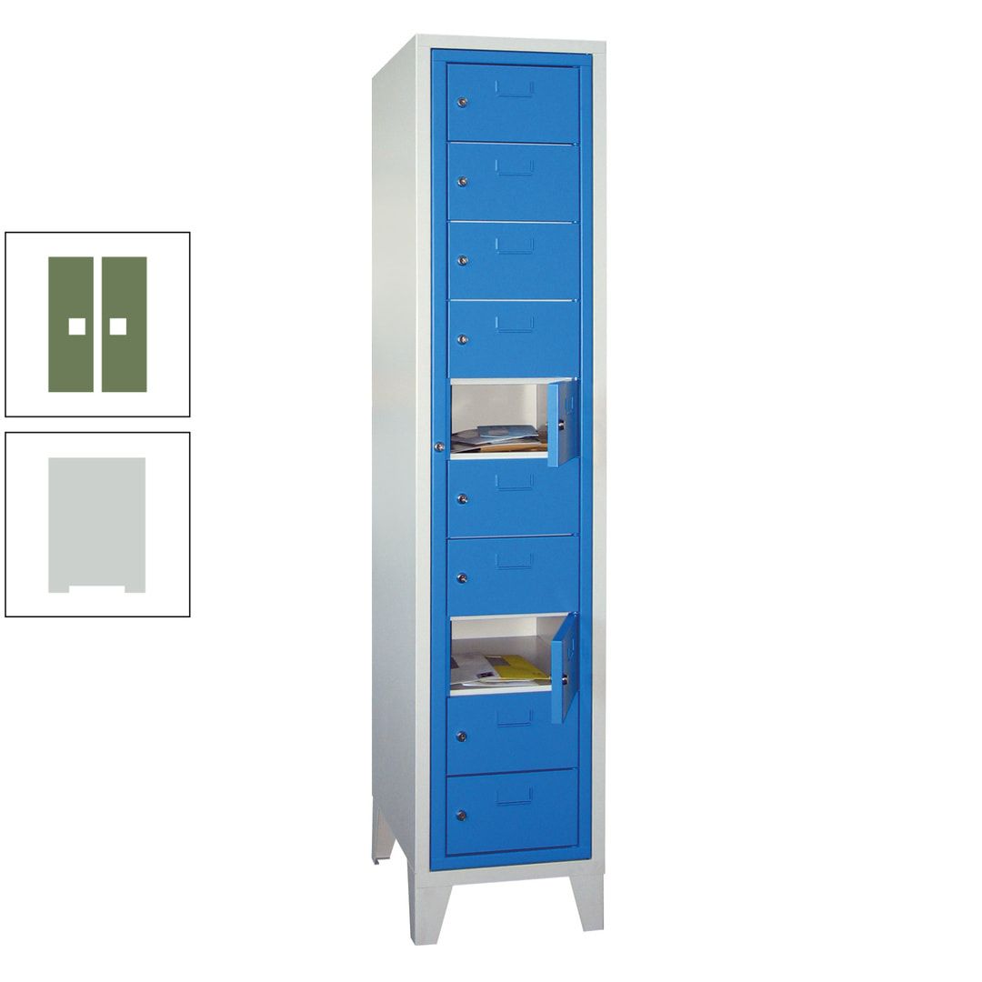 Schließfachschrank - Wäscheausgabeschrank - 10 Fächer a 315 mm - 1.850x400x500 mm (HxBxT) - Füße - Zylinderschloss - anthrazitgrau
