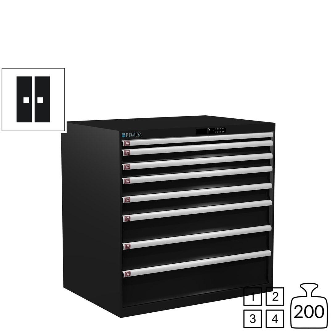 Lista Schubladenschrank - 12.541.010 - 1.000x1.023x725 mm (HxBxT) - 8 Schubladen - 200 kg - Key Lock - lichtblau (RAL 5012)
