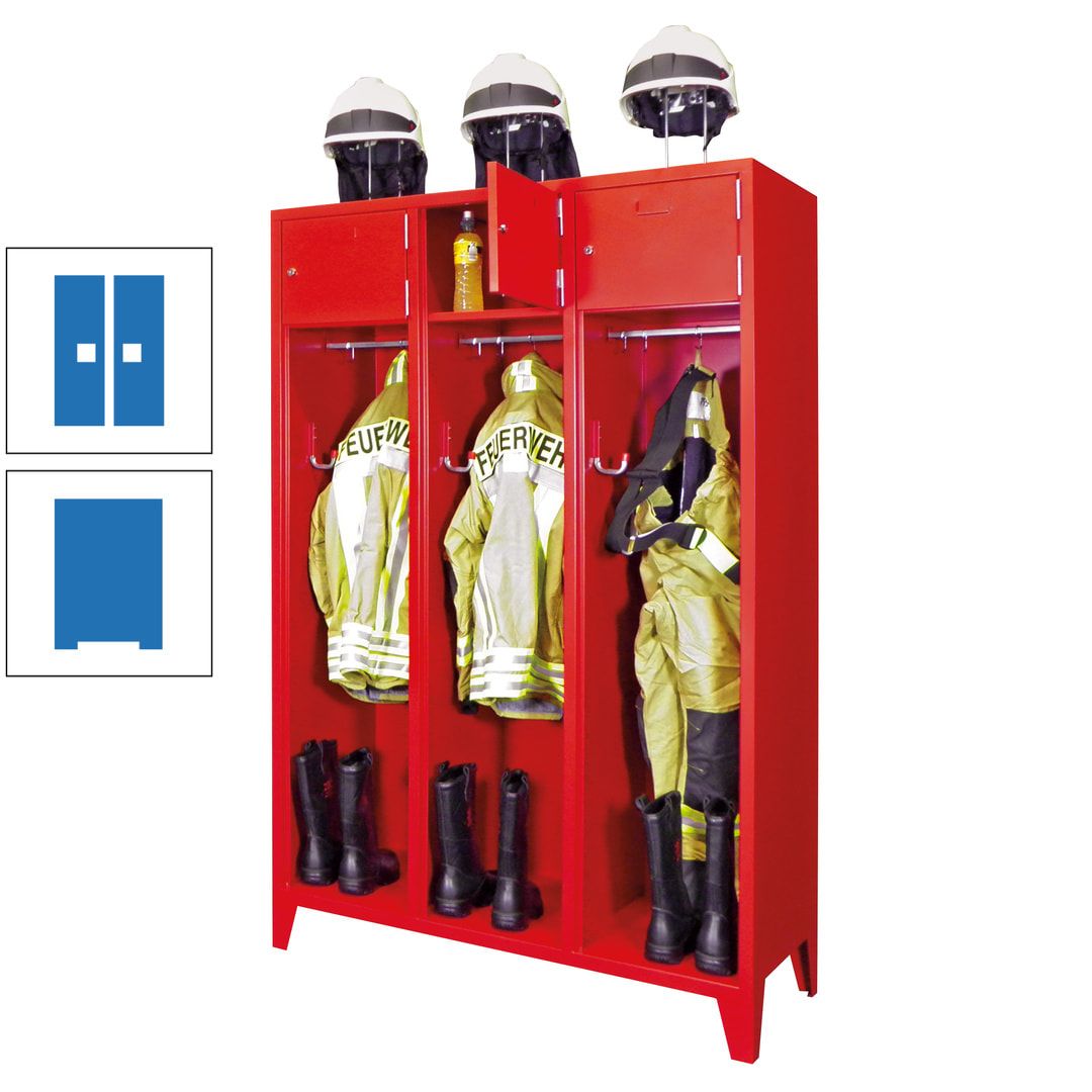 Feuerwehrschrank - 2 Abteile - Ablagefach mit Tür, Etikettenrahmen - 2.100 x 830 x 500 mm (HxBxT) - anthrazitgrau