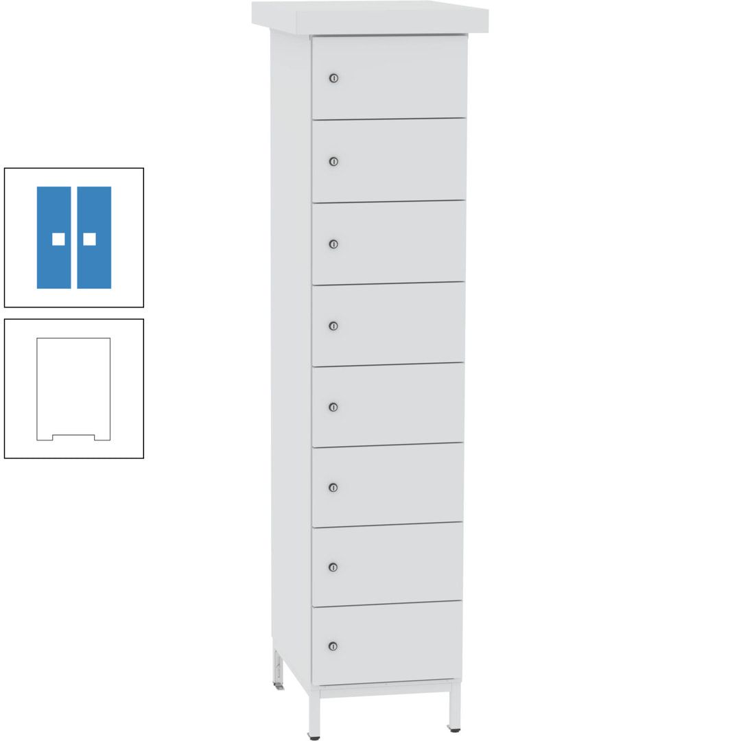 Akkuschrank, Batterieladeschrank, 8 Fächer, Schutzart IP54, Schuko, 1.855 x 400x 570 mm (HxBxT), Korpusfarbe anthrazitgrau, Frontfarbe anthrazitgrau