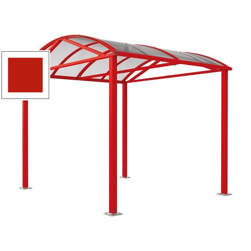Fahrradüberdachung, Unterstand, 5 Plätze, Grundmodell, Bogendach, Entwässerung, Stahl, 2.640 x 2.520 x 2.830 mm (HxBxT), Farbe enzianblau