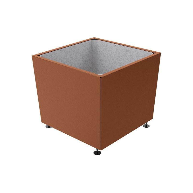 Pflanzkübel, 2 mm Stahlblech fvz, innen Blech feuerverzinkt mit Verladungsgriffen, verstellbare Füße, 760 x 785 x 785 mm (HxBxT), enzianblau