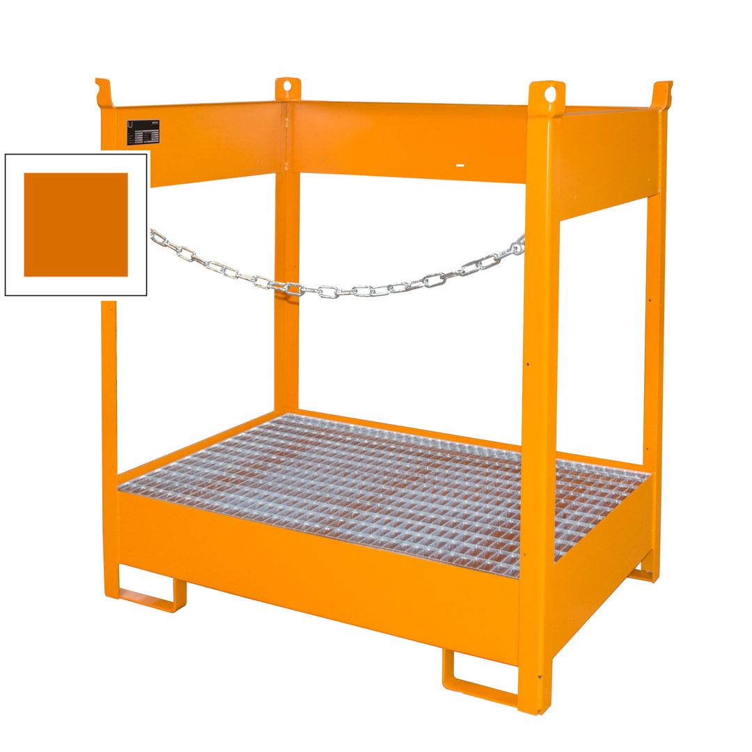 Fass-Stapelpalette - für 2 x 200-l-Fässer - Volumen 210 l - 1.495 x 1.410 x 920 mm (HxBxT) - offene Seiten - feuerrot