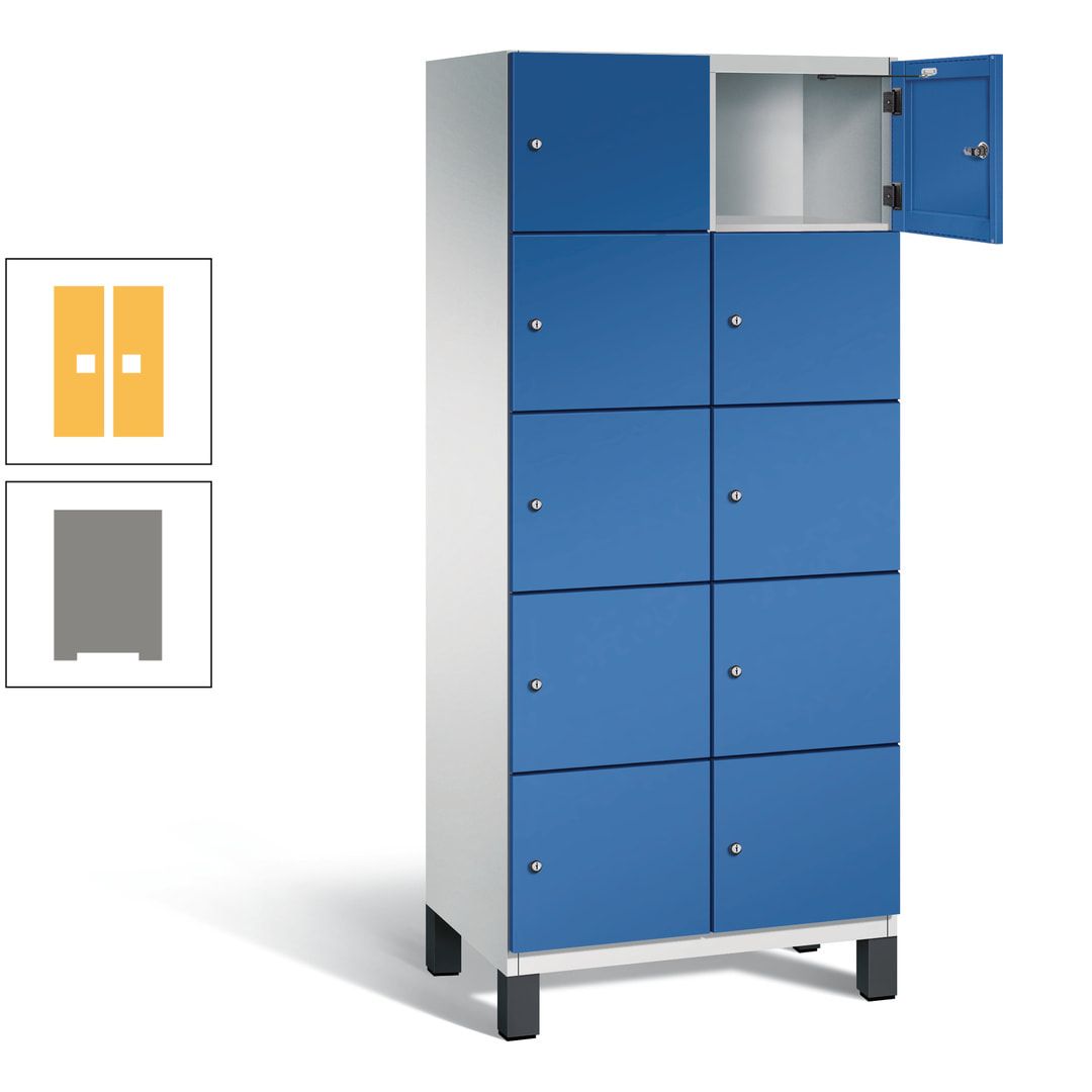 Fächerschrank, Stahlschrank, 10 Fächer, Türöffnungsbegrenzer, Füße, 1.980 x 800 x 525 mm (HxBxT), Korpus anthrazitgrau, Front anthrazitgrau