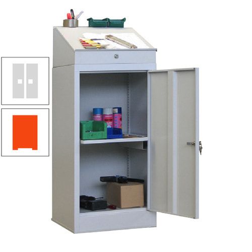 Stehpult mit Schrank - Vollblechtür - Zylinderschloss - 1 Ausziehboden - 1.270x500x500 mm (HxBxT) - anthrazitgrau