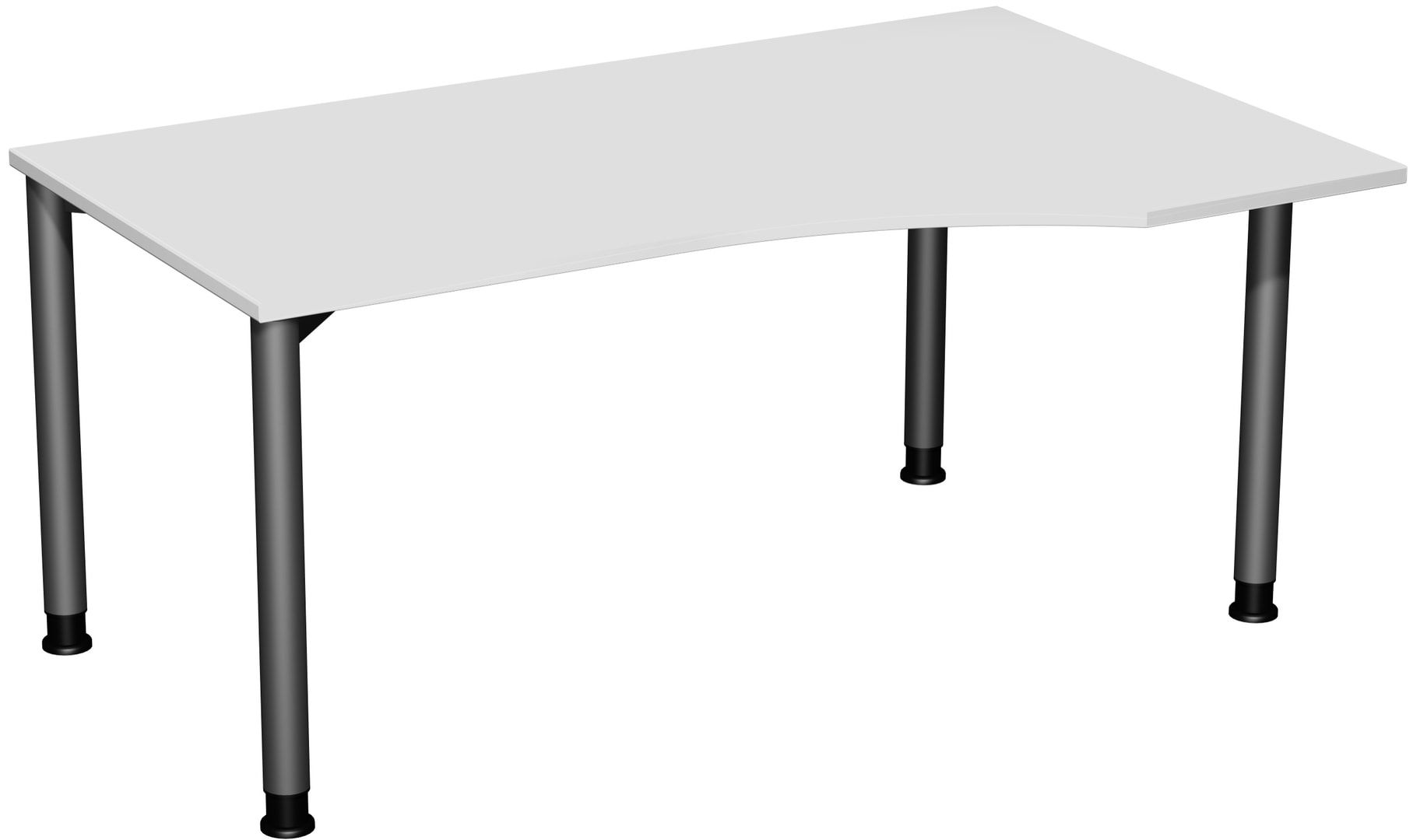 Eckschreibtisch mit einseitig verkürzten Füßen, 4-Fuß Flex, Ecke rechts, Höhe 680-800 mm, 1.600 x 1.000 mm (BxT), Gestell anthrazit, Ahorn