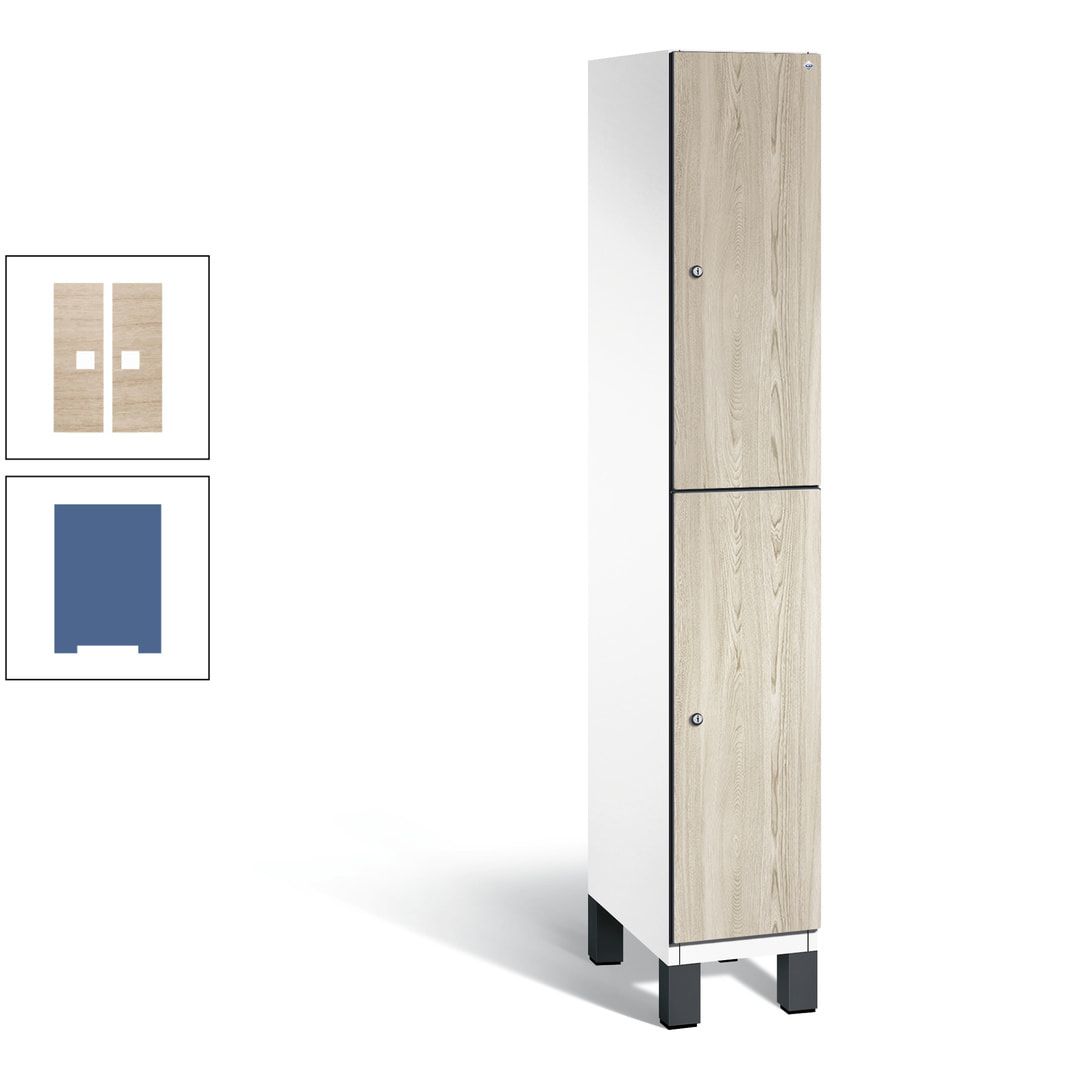 Fächerschrank, Garderobenschrank, mit Füßen, 1 Abteile, 1.980 x 300 x 525 mm (HxBxT), Korpus anthrazitgrau, Tür Donau-Ahorn