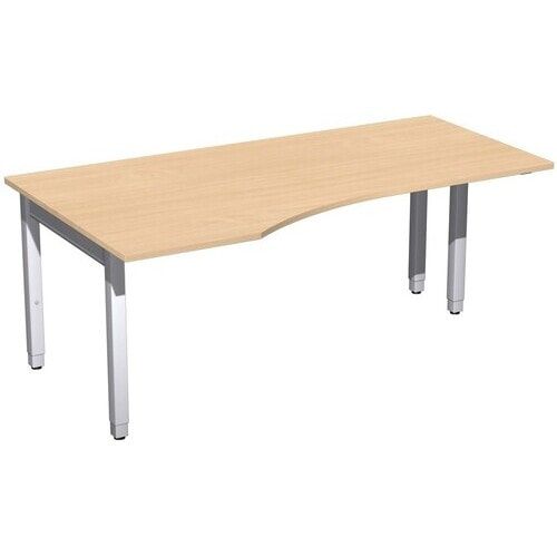 Eckschreibtisch, Ecke links, Füße einseitig verkürzt, 4-Fuß Quadrat Pro, höhenverstellbar, 680-800 x 1.600x 1.000 mm (HxBxT), Dekor Ahorn