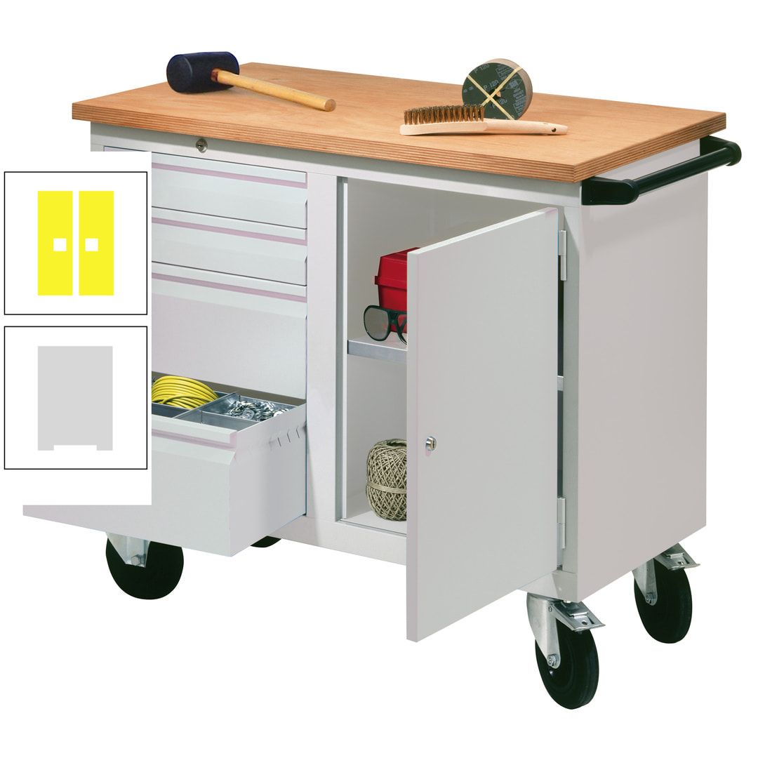 Mobile Werkbank - Werkstattwagen - 915 x 1.090 x 600 mm - 4 Schubladen und Schrankfach - anthrazitgrau