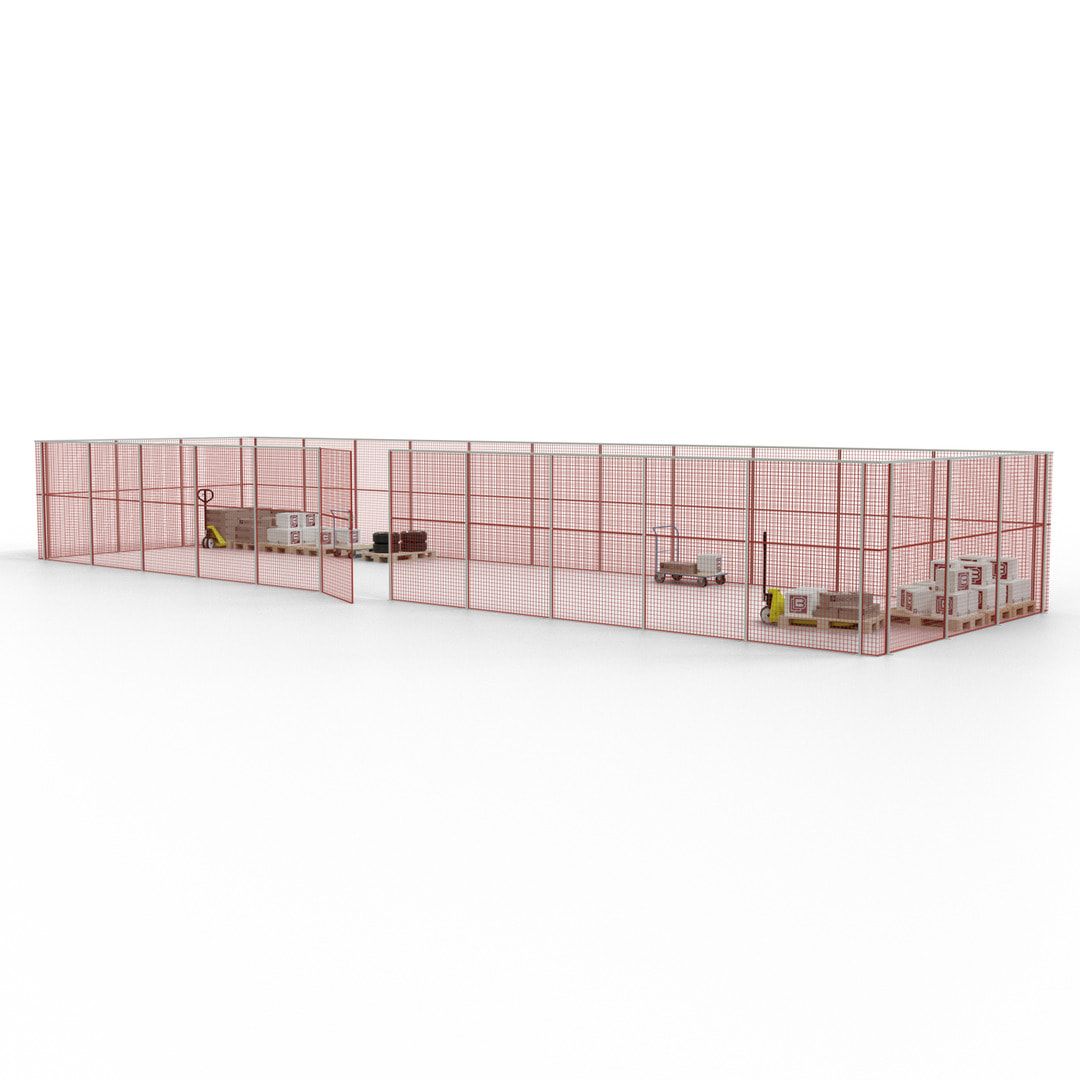 Maschinen Schutzgitter - Hallentrennwand - Sicherheitszaun - Tür - 42 m - 2.200 x 16.900 x 4.900 mm (HxBxT) - enzianblau