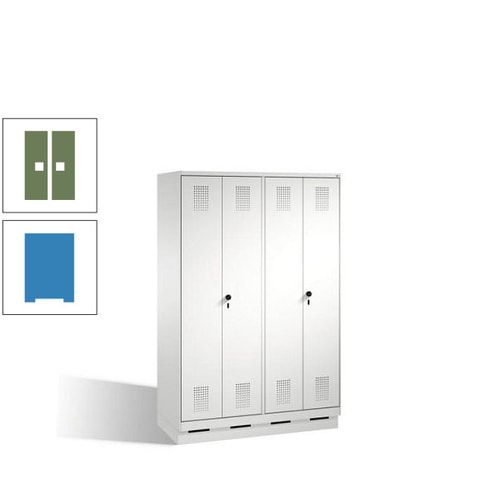 Doppel-Spind, Doppeltüren, Garderobenschrank mit Sockel, 4 Abteile a 300 mm, Korpus anthrazitgrau, Tür anthrazitgrau, 1.800 x 1.200 x 500 mm (HxBxT)