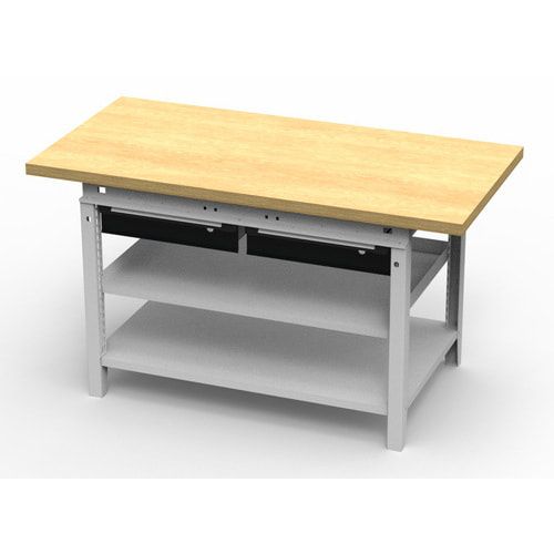 OTTOKIND Werkbank - bündige Arbeitsplatte - 850 x 1.150 x 750 mm (HxBxT) - 2 Schubladen - 2 Ablageböden - lichtgrau