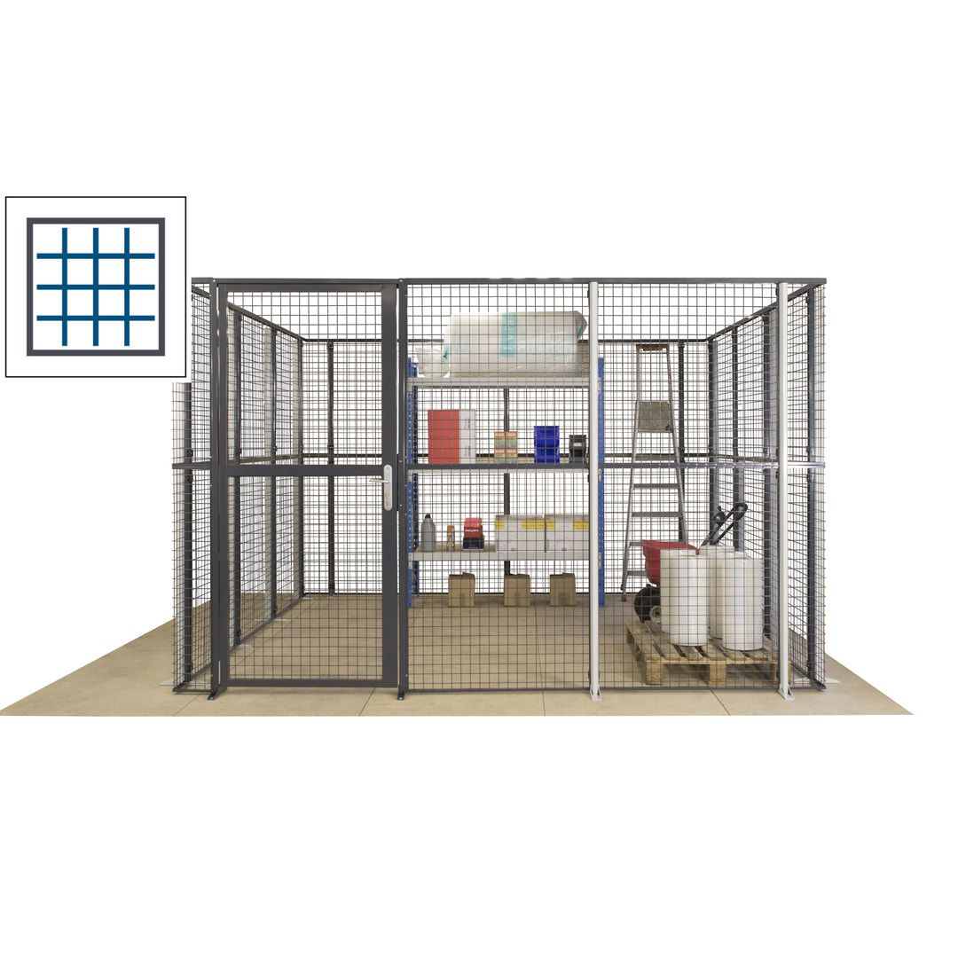 Maschinen Schutzgitter - Hallentrennwand - Sicherheitszaun - Tür - 108 m - 2.200 x 33.400 x 21.400 mm (HxBxT) - enzianblau