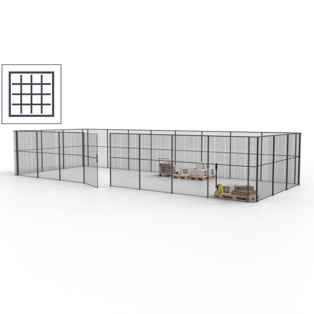 Maschinen Schutzgitter - Hallentrennwand - Sicherheitszaun - Tür - 33 m - 2.200 x 12.400 x 4.900 mm (HxBxT) - enzianblau