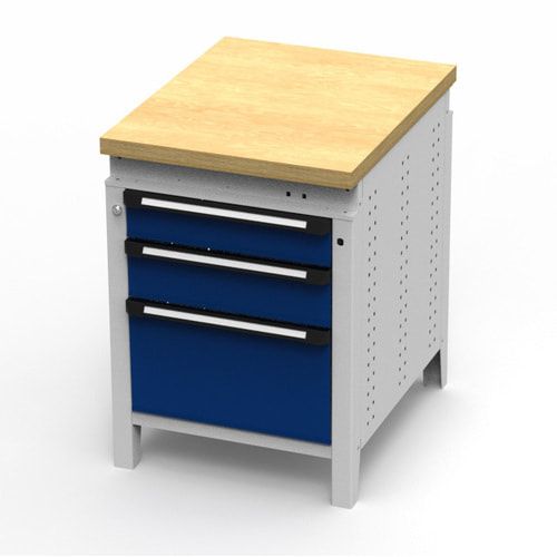 OTTOKIND Werkbank - Arbeitsplatte bündig - 850 x 605 x 750 mm (HxBxT) - 3 Schubladen - lichtgrau