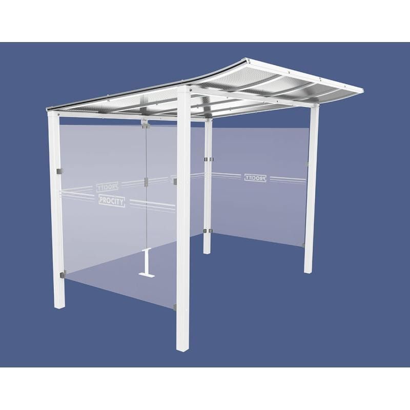 Automatenüberdachung, Automatendach, Stahlpfosten, Polycarbonatdach, UV-behandelt, Einbetonierung, 2.100 x 1.300 x 1.500 mm (HxBxT), Farbe enzianblau