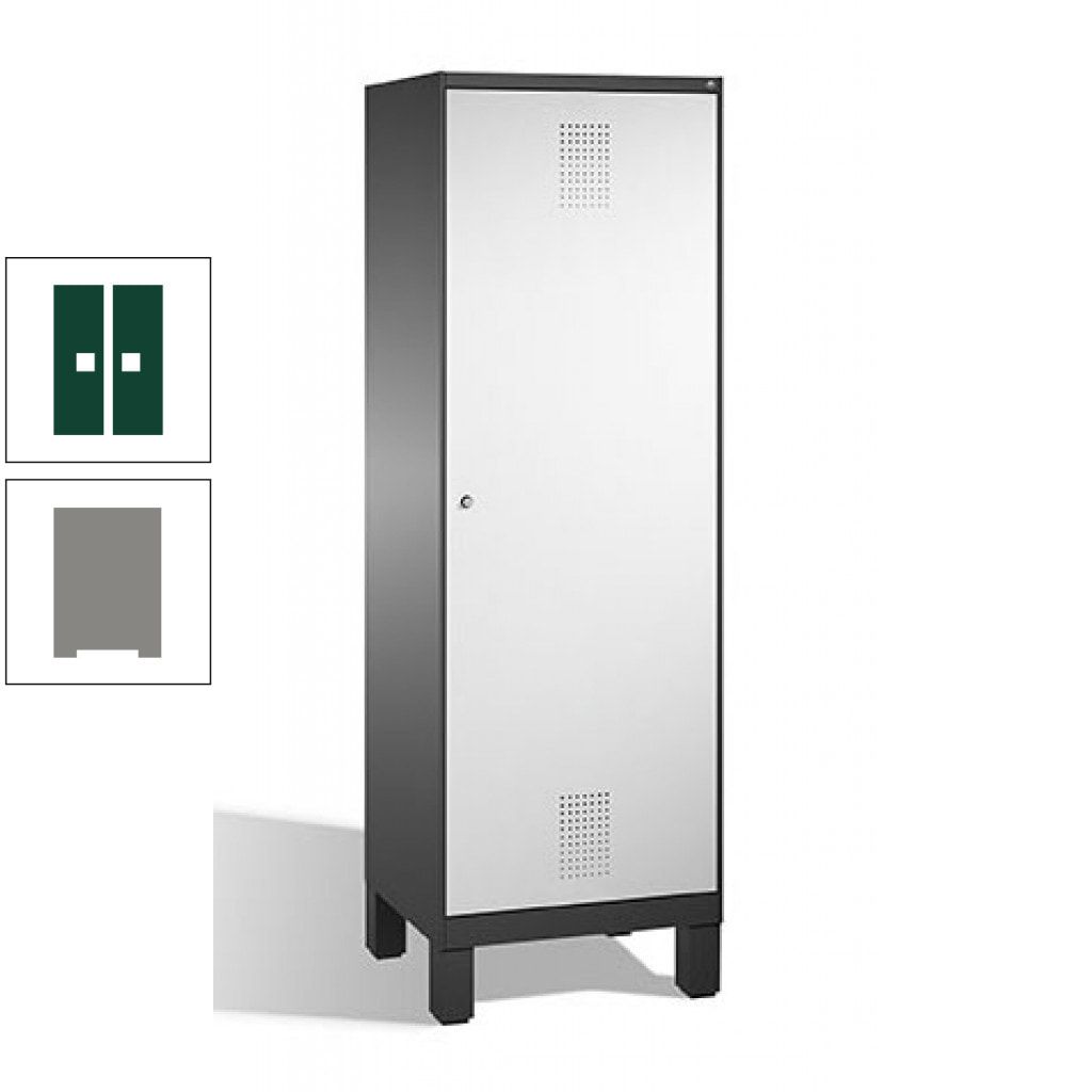 Doppel-Spind, Garderobenschrank, 1 Tür für 2 Abteile a 300 mm, Korpus anthrazitgrau, Türen anthrazitgrau, 1.850 x 600 x 500 mm (HxBxT)