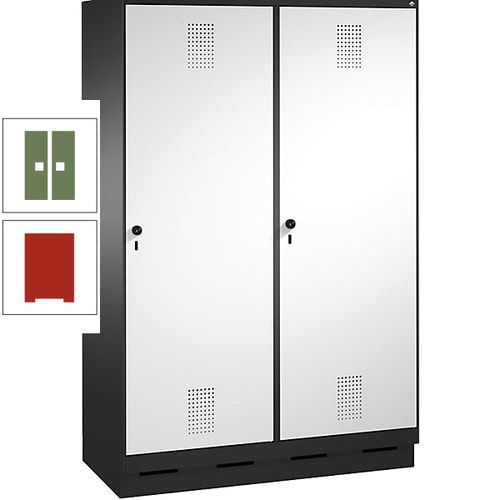 Doppel-Spind, Garderobenschrank, 2 Türen für 4 Abteile a 300 mm, Korpus anthrazitgrau, Türen anthrazitgrau, 1.800 x 1.200 x 500 mm (HxBxT)