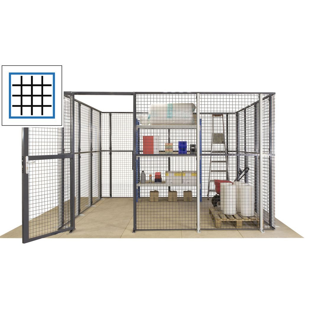 Maschinen Schutzgitter - Hallentrennwand - Sicherheitszaun - Tür - 72 m - 2.200 x 21.400 x 15.400 mm (HxBxT) - enzianblau