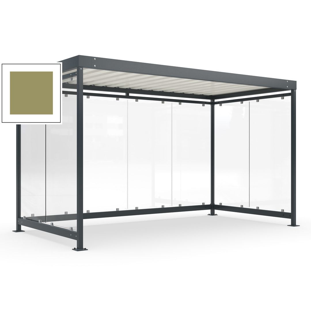 Fahrradunterstand, Fahrgastunterstand, Bushaltestelle, Bausatz, 12-13 Personen, 2.510 x 4.195 x 2.165 mm (HxBxT), 8 Wände, Achatgrau