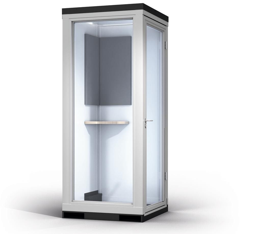 Meetingbox, temporärer Meetingraum, Raumcontainer, Bürocontainer, 2.832 x 1.188 x 1.148 mm (HxBxT), Schallschutz, LED-Beleuchtung, SCHUKO