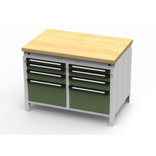 OTTOKIND Werkbank - bündige Arbeitsplatte - 850 x 1.150 x 750 mm (HxBxT) - 8 Schubladen - lichtgrau