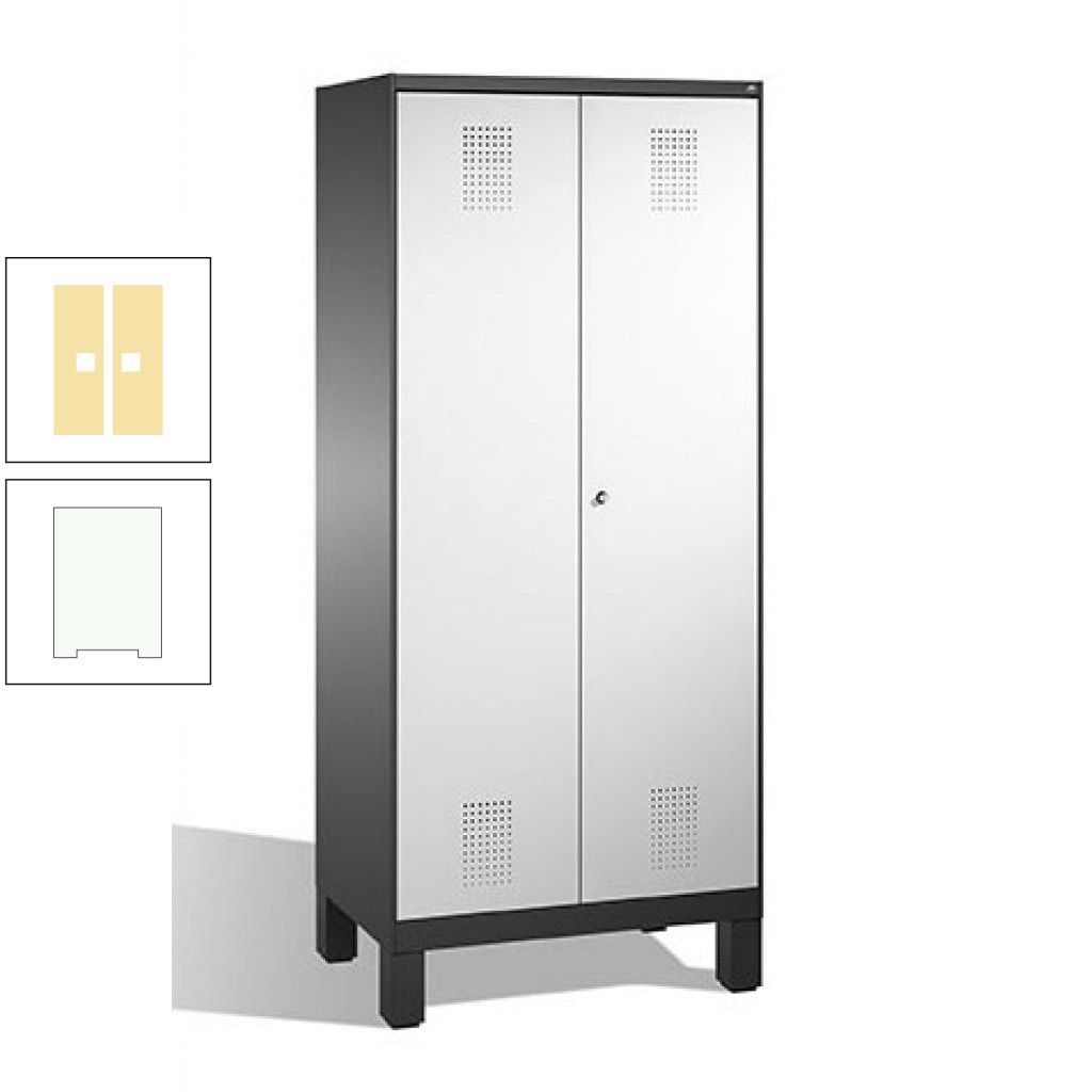 Mehrzweckschrank, Doppeltüren, auf Füßen, 2 Abteile a 400 mm, Korpus anthrazitgrau, Tür anthrazitgrau, 1.850 x 800 x 500 mm (HxBxT)