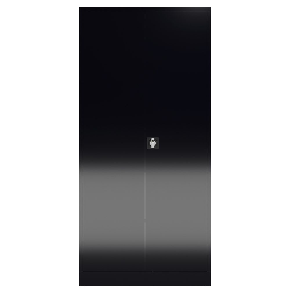 Aktenschrank, Büroschrank, abschließbar, Flügeltüren, 4 Fachböden, 1.945 x 920 x 500 mm (HxBxT), Stahl, Korpus und Türen lichtgrau