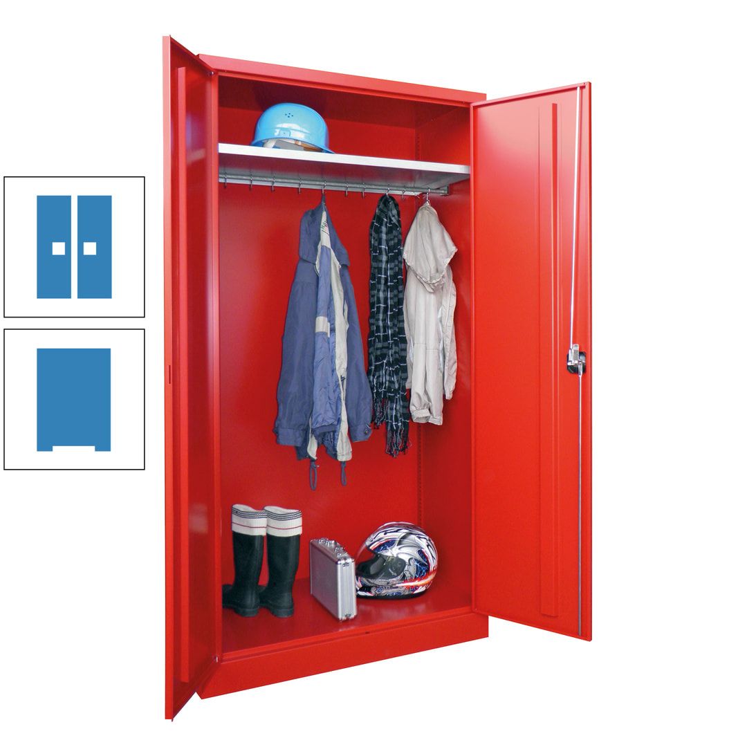 Garderobenschrank - 1.950x1.000x500 mm (HxBxT) - Hutboden, pulverbeschichtet - anthrazitgrau