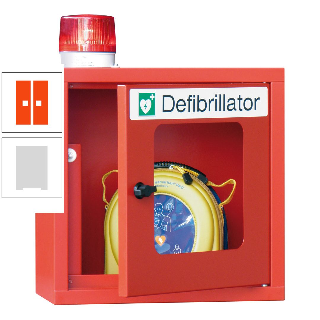 Defibrillatorenschrank mit akustischem und optischem Alarm - 490 x 400 x 200 mm (HxBxT) - Sichtfenster - anthrazitgrau