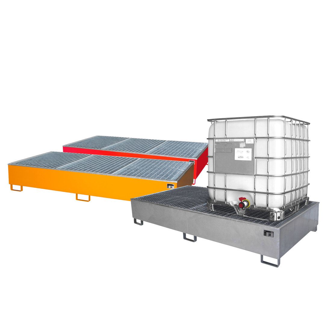 Auffangwanne - PE-Einsatz - 1.000 l - für 2 IBC-Container - feuerrot