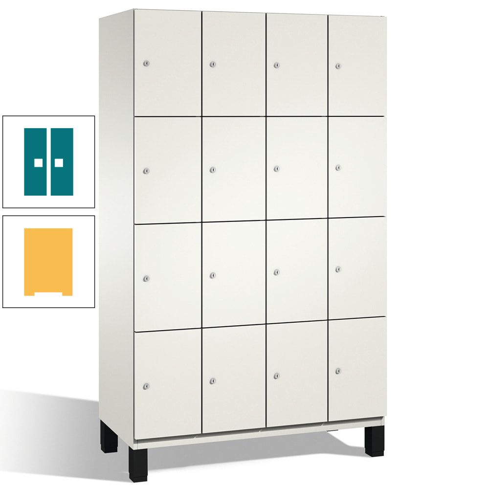 Fächerschrank, Stahlschrank, 16 Fächer, Türöffnungsbegrenzer, mit Füßen, Korpus lichtgrau, Tür anthrazitgrau, 1.980 x 1.200 x 525 mm (HxBxT)
