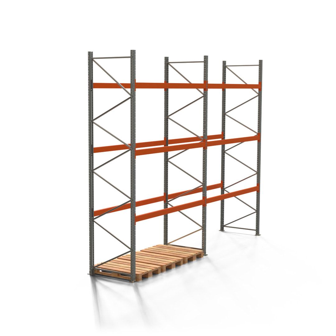 Palettenregal ARTUS - 4 Ebenen - Fachlast 2.100 kg - 4.500 x 11.225 x 1.100 mm (HxBxT) - 4 Felder - Schwerlastregal