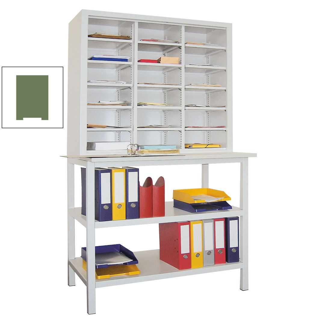 Sortierstation mit Tisch - Dokumentenregal - Ordnungsregal - Fächerregal - 18 Fächer - Postverteiler - 1.950 x 1.000 x 600 mm (HxBxT) - anthrazitgrau