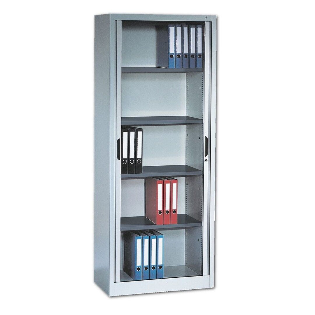 C+P Omnispace, Rollladenschrank, Aktenschrank, Büroschrank, Stahlschrank, abschließbar, 4 Fachböden, Farbe lichtgrau, 1.980 x 1.000 x 420 mm (HxBxT)