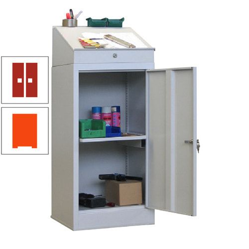 Stehpult mit Schrank - Vollblechtür - Zylinderschloss - 1 Ausziehboden - 1.270x500x500 mm (HxBxT) - anthrazitgrau