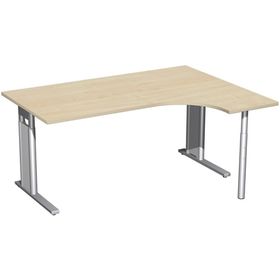 Eckschreibtisch, Ecke rechts, Füße wählbar, C-Fuß Pro, höhenverstellbar, 680-820 x 1.200 mm (HxBxT), Breite wählbar bis 2.000 mm, Dekor wählbar