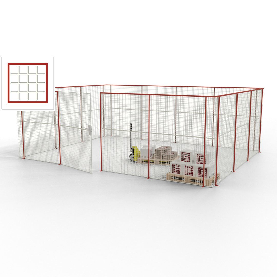 Maschinen Schutzgitter - Hallentrennwand - Sicherheitszaun - Tür - 21 m - 2.200 x 6.400 x 4.900 mm (HxBxT) - enzianblau