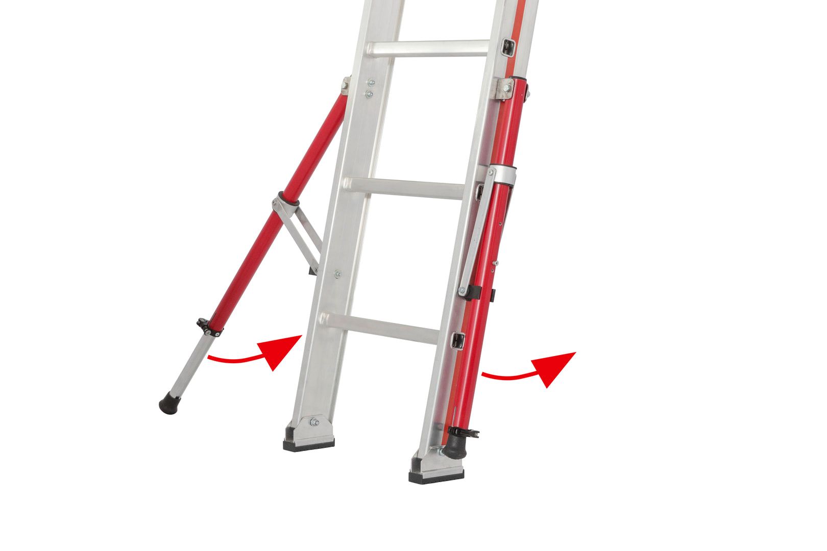 Aluminium-Seilzugleiter - Dreiteilig - Länge 11.460 mm - Klappfüße - Aluleiter Hymer