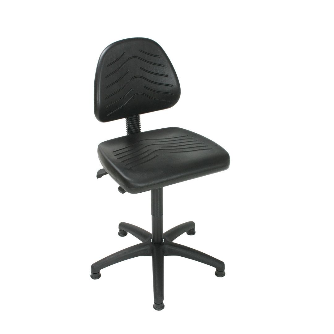 Bürostuhl - Asynchronmechanik - Sitzhöhe 435-625 mm - PU, schwarz - Rückenlehne groß - Kunststoff Fußkreuz mit Gleitern