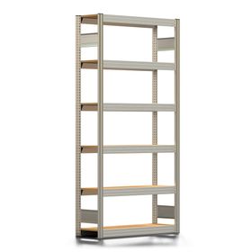 Archivregal mit Holzböden - Tiefenriegel - 6 Ebenen - 250 kg - 2.075 x 1.005 x 300 mm (HxBxT) - erweiterbar - verzinkt - Steckregal BERT
