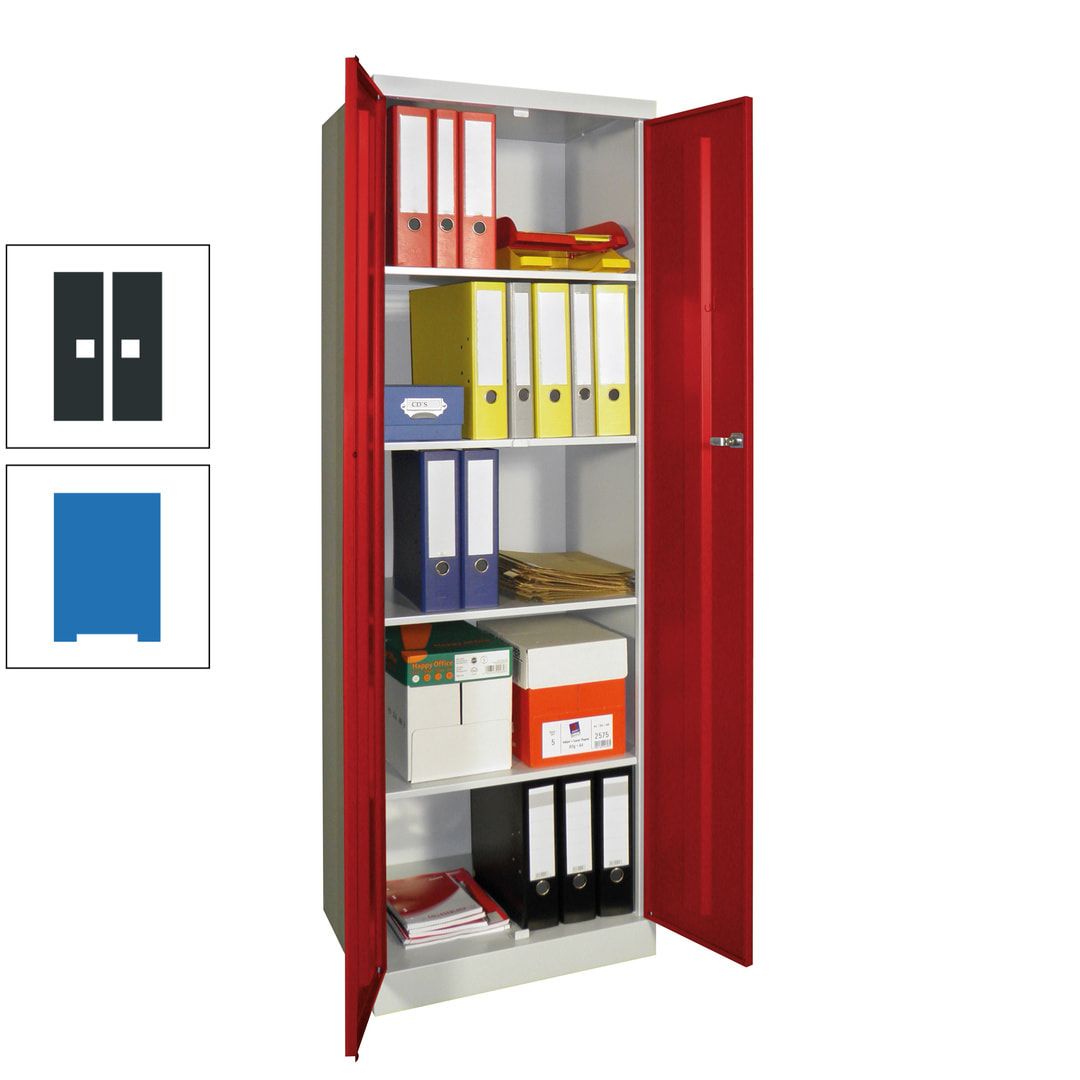 Aktenschrank - Sockel - 4 Böden - 1.800x600x500 mm (HxBxT) - Zylinderschloss - anthrazitgrau