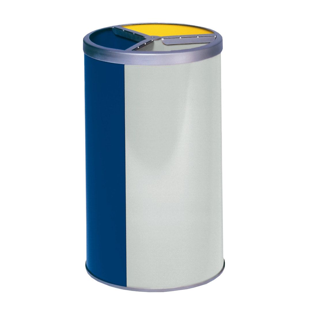 Runde Wertstoffstation - Edelstahl - Volumen 3 x 30 l